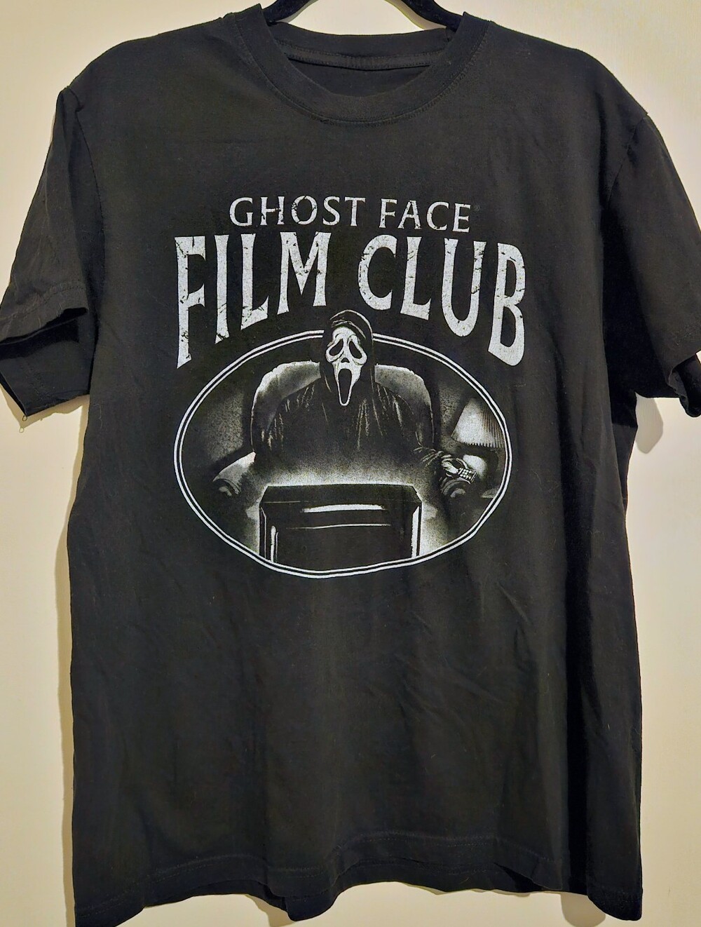 Ghost Face Film Club Graphic Tee Womens Large Black Horror Movie Scream Shirt